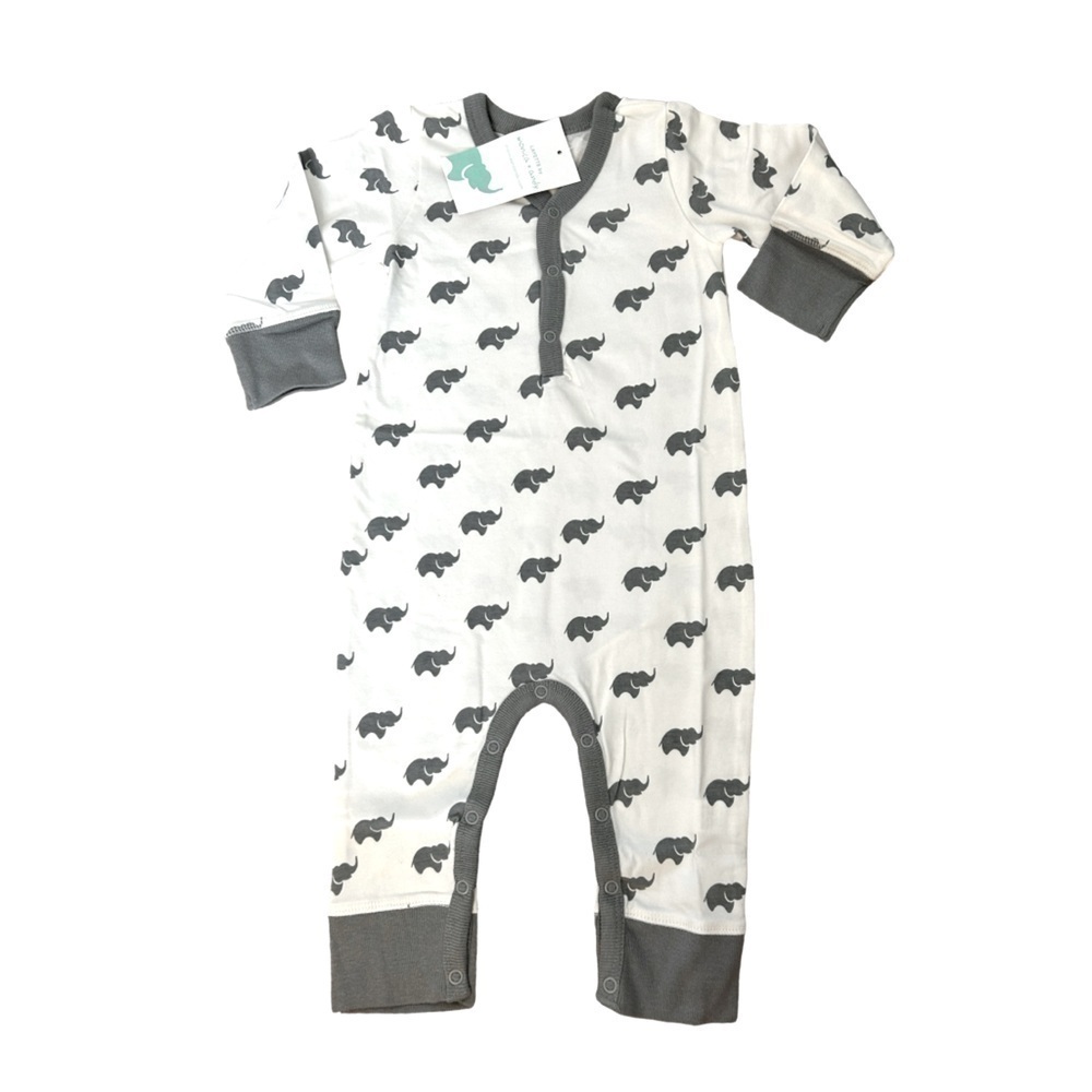 Layette Monica + Andy Out and About Romper in Grey Elephant Multiple Sizes NWT